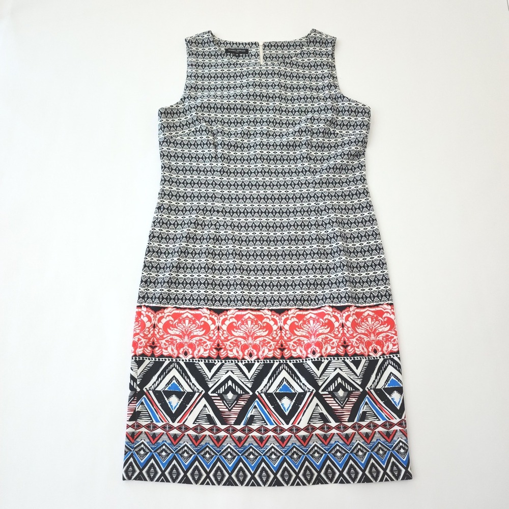 Mario Serrani Italy Womens Size 12 Geometric Tribal Print Sleeveless Shift Dress